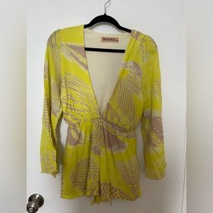 REVERSE size M yellow palm trees romper